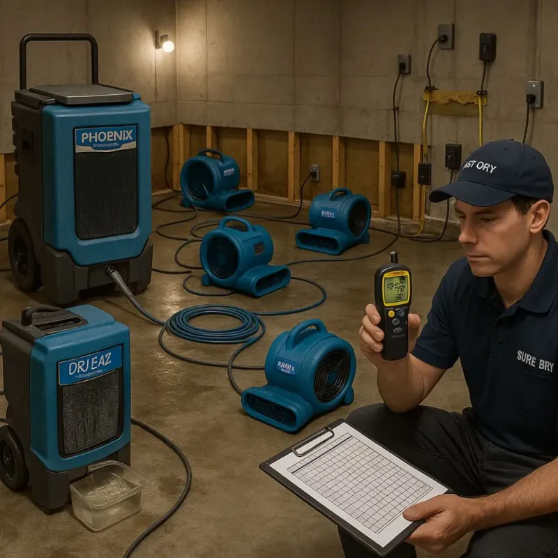 Structural Drying and Dehumidification process in Lemoore, CA